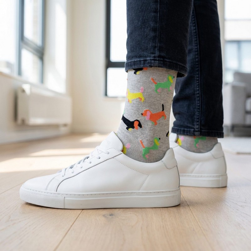 Happy Socks - Puppy Love Grey